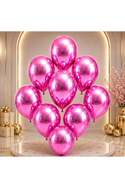BeySüS Fuchsia Color Latex Chrome Balloon (45 cm) - 2 Pieces
