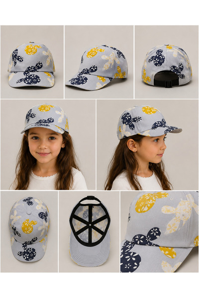 ues Girls' Rabbit and Daisy Patterned Adjustable Kids' Hat