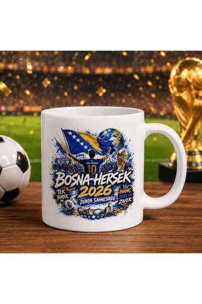 Bk Gift كأس أبيض بتصميم كأس العالم لكرة القدم بتصميم مشجعي البوسنة والهرسك-1