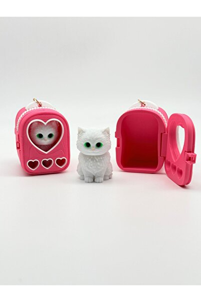 TrendTopic Çantalı Kedi Anahtarlık ve Çanta charmı Pembe 3D Tasarım