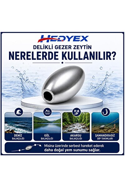 Hedyex 8 Gr 200 Adet (1.6 Kg) Olta Kurşunu Delikli Gezer Zeytin