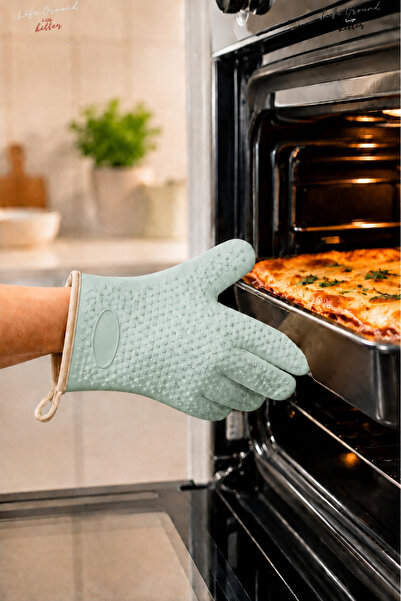 LİGROUND 1Pcs 100% Silicone Oven Glove High Heat Resistant Non-Slip Gripper Kitchen Glove Protector