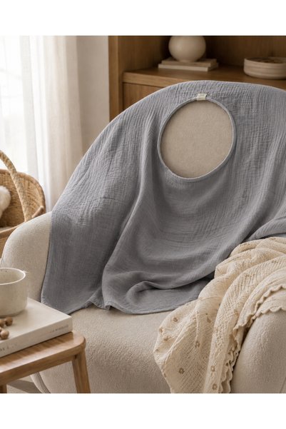 Minora Baby&Kids 100% Cotton Double Layer Muslin Underwire Nursing Cover (Nursing Apron) 90X70 cm Gray