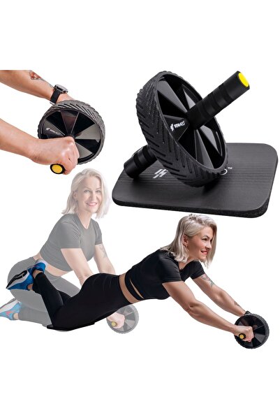 Mardil Roată abdominală FIT4MED PRO+ 17 cm Negru, antrenament pentru abdomen ...