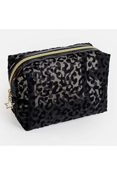 OEM Portfard de Vară Negru, plasă, Model Leopard, Cu Fermoar, Compartimentare...