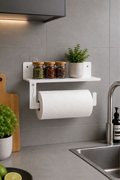 Capella Ultra Güçlü Yapışkanlı Metal Baharatlık Rafı Havluluk Peçetelik Banyo...