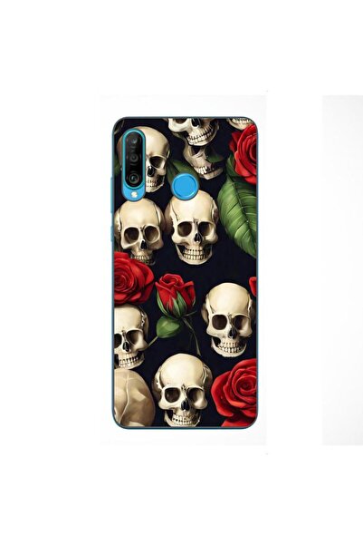 OEM Husa compatibila cu Huawei P30 Lite Silicon Gel Tpu Model Skulls and Roses