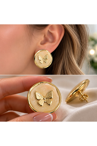 MRK Women's Enameled Butterfly Earrings