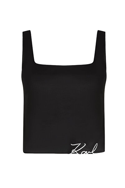 Karl Lagerfeld Γυναικείο Signature Crop Top Μαύρο A1W46037-999 BLACK