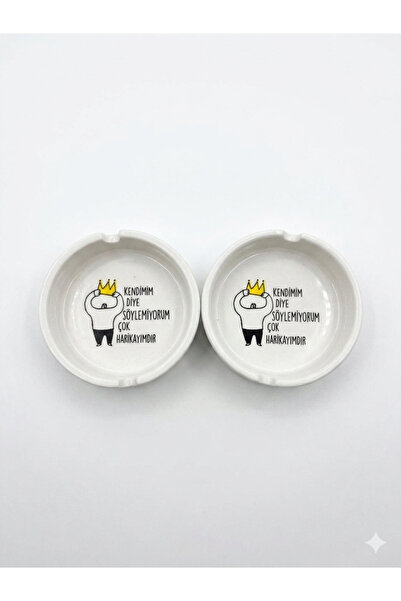 PALTO TASARIM I Am so Awesome Designed Set of 2 Small Ashtrays - Gift Ceramic...