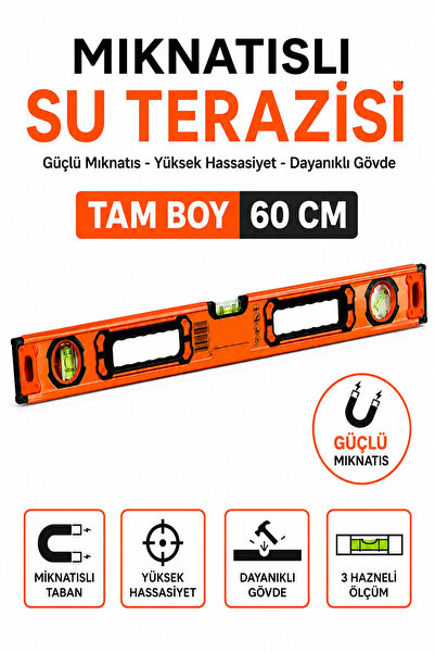 Badem10 Mıknatıslı Alüminyum Su Terazisi 60 cm Hassas Ölçüm Güçlü Mıknatıslı ...