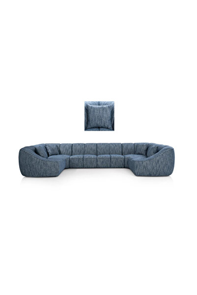 Midas Furniture CHENILLE SECTIONAL SOFA 6 PCS 130X111X80 CM BLUE