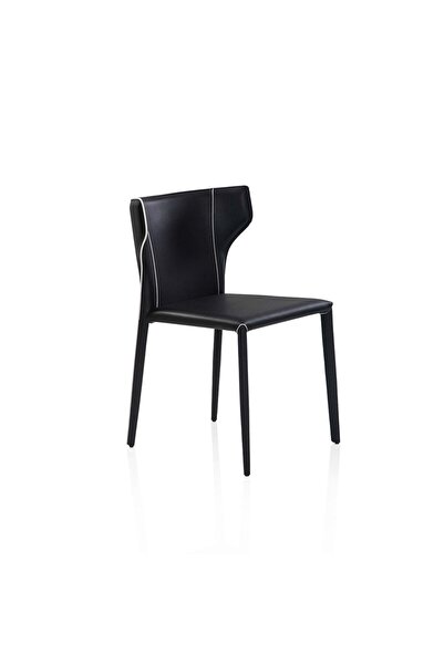 Midas Furniture كرسي طعام من الجلد والمعدن مقاس 53×51×79 سم باللون الأسود