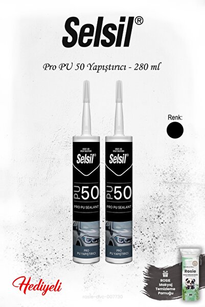 Selsil Pro PU Mastik 50 Siyah Renk 2 adet ve ROSIE