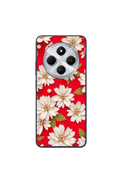 OEM Θήκη συμβατή με Xiaomi Redmi 14C από σιλικόνη TPU, με λευκά λουλούδια σε ...