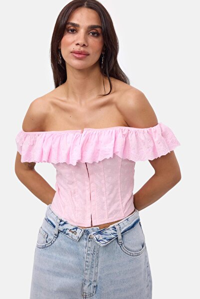 it's basic Women's Pink Underwire Lace-Up Special Design Strapless Bustier
