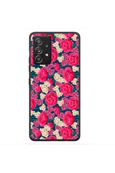 Other Samsung A33 Red and pink Flowers Black Glossy Θήκη