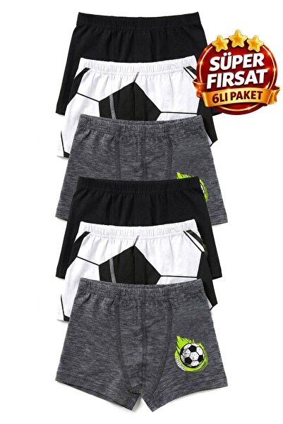 Öts Erkek Çocuk 6'lı Pamuklu Boxer Baskılı Ergonomik Tasarım (C200-6)