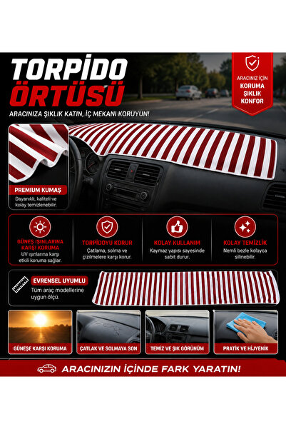 zifona Zebra Kırmızı Beyaz Torpido Örtüsü Havlusu Göğüs Havlusu Yıkanabilir B...