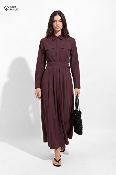 Hooopstore Rochie cămașă din tul cu curea în talie