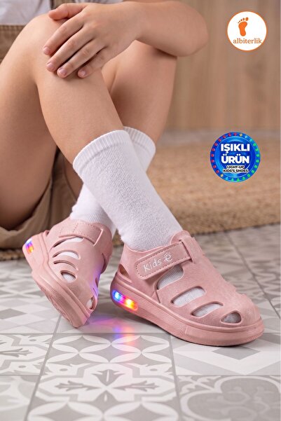 AlbiShoes Unisex Işıklı Bebek Çocuk Rahat Yumuşak Taban Sandalet Cırtlı Yazlı...