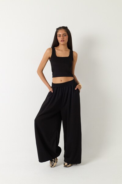 The Champ Clothing Women's 2-Piece Modal Set Livora Black – Crop Tank Top and...