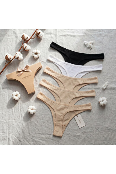 LavAura %100 Pamuk Nefes Alabilen Kumaş Konforlu Rahat 5'li Paket String-Tang...