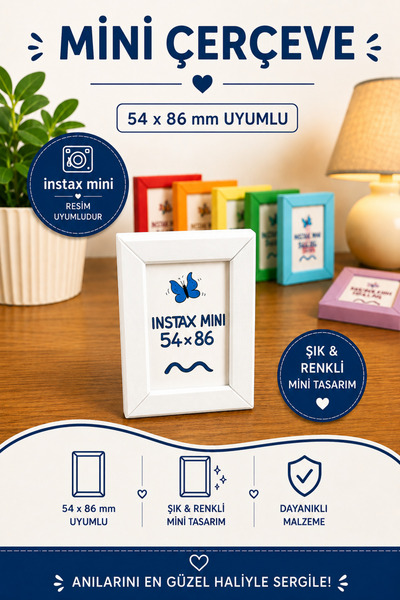 Tovo Craft Instax Mini Uyumlu Mini Fotoğraf Çerçevesi 54x86 mm | Magnetli, Du...