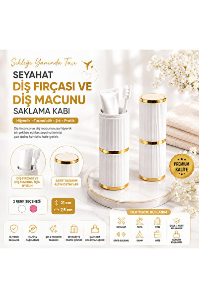 Eşya Dünyası Portable Travel Toothbrush and Toothpaste Storage Container Hygi...