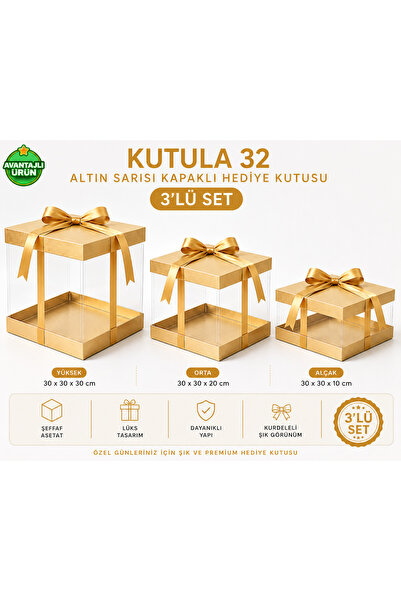kutula 32 Gold ceyiz kutusu seti 30luk