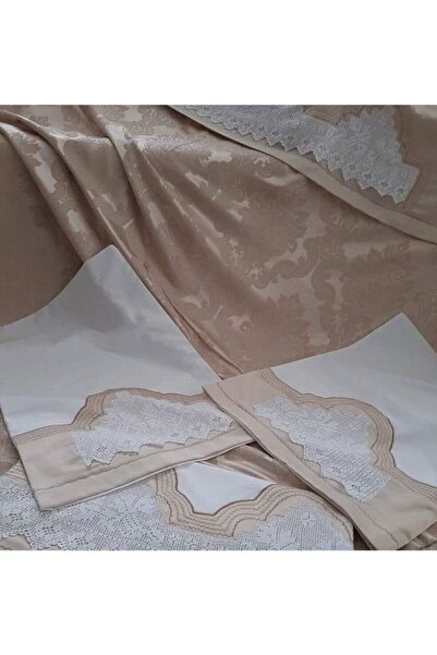 AZRA ÇEYİZ Hand Warm Lace Pique Set Sheet with Laces