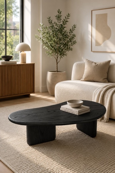 shardywood Terra Masif Ahşap Organik Orta Sehpa 110x60 cm – Modern Salon Sehpası