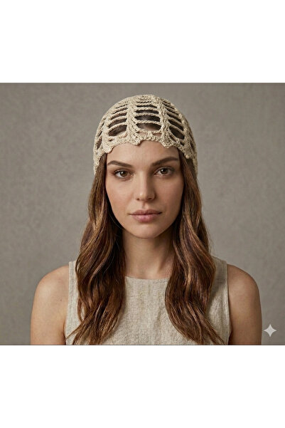 Muhteşem Concept Light Beige Color Knitted Bandana – Stylish Bohemian Summer ...