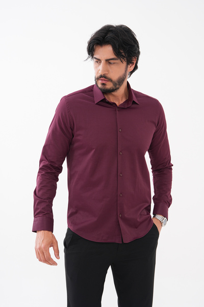 GustmanModa Bordo Classic Collar Shirt