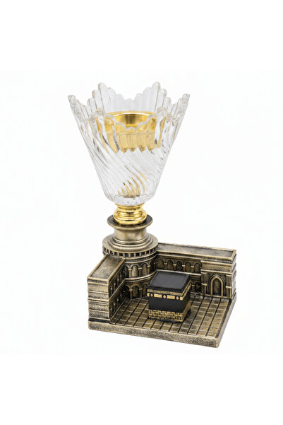 AKDC Crystal Glass & Chalk Incense Burner with Kaaba Design | 22×13×10 cm | L...