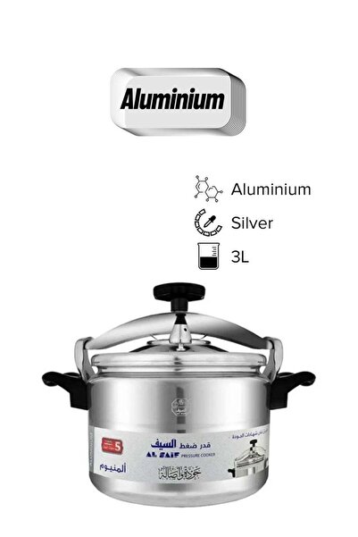 ALSAIF pressure cooker made of aluminum, silver, 3.0 liters