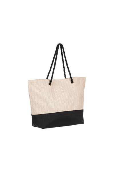 OEM Ecru Straw Beach Bag with Patterned , Magnetic Closure and Inner Function...