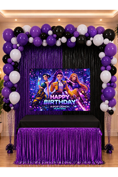 HAPPYLOOPPARTY Kpop K-Pop Demon Hunters Birthday Party Celebration & Curtain ...