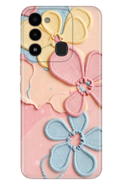 TECNO Spark 8C Kılıf Dikiş Çiçekler Temalı Desenli Darbe Emici Silikon