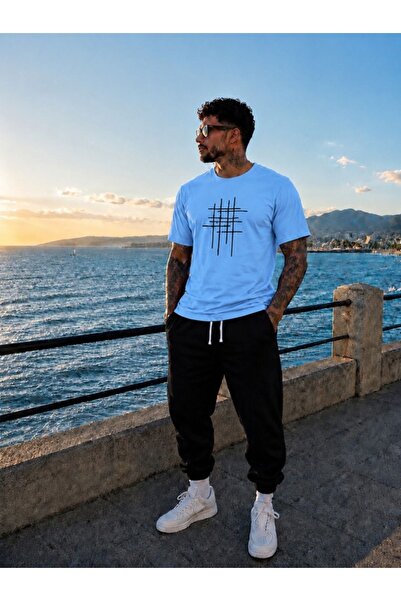 FAEL LİFE Unisex Wide-Let T-Shirt and Trackpants Set with Sticker Print