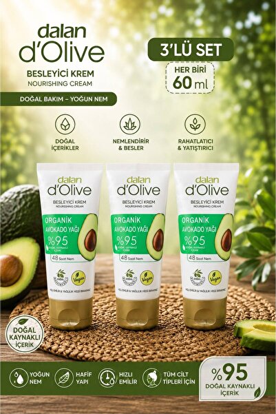 Dalan d’Olive Organik Avokado Yağı Besleyici Krem, %95 doğal kaynaklı içerik
