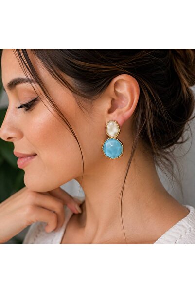 Accessories Hei Two Color Blue Stone Daily Use Women's Earrings