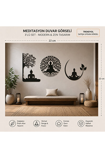 Duvar süsü sticker meditasyon Bodhi Ağacının Altında Buda 3'lü set