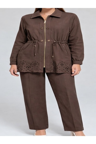 FUAT GÜRSEN Fuat Gürşen 5611 Skirt Hem Embroidery Detail Trouser Suit