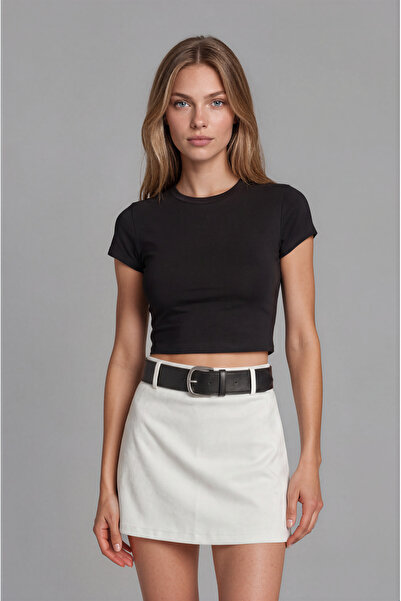 SLAW REZZ Women's Belt Detailed Mini Skirt with Shorts