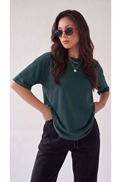 VACHT Γυναικείο μπλουζάκι oversize casual, βασικό, απλό, χωρίς στάμπα, σε σκο...