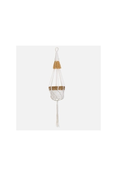 OEM Suport suspendabil macrame pentru ghiveci, Alb, 17 x 80, Fir textil / mac...
