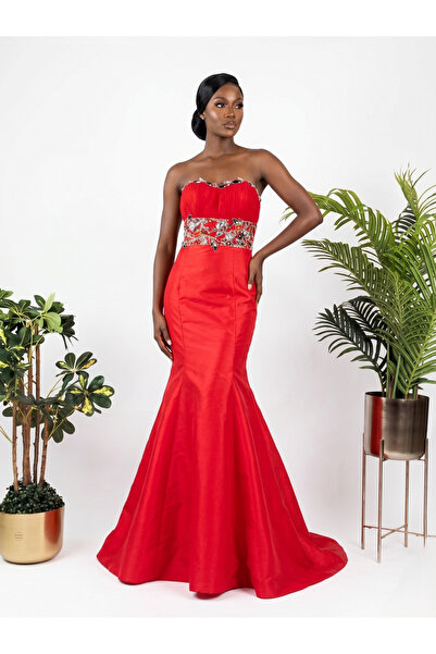 ASIAN Nabid Dress Nabd Luxury Guipure Fabric Strapless Mermaid Evening Dress