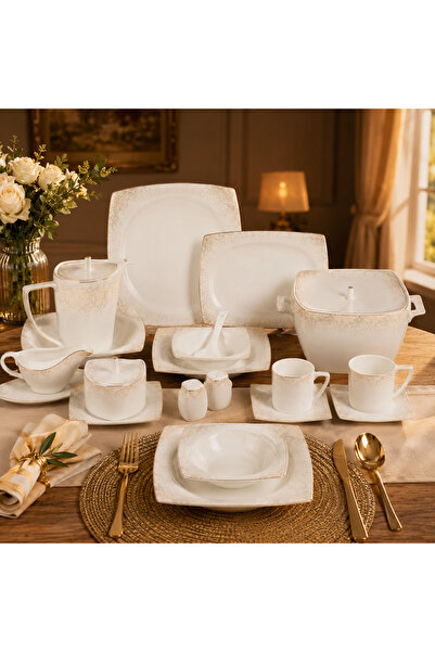 Dania 🍽️   77Pcs Exquisite Porcelain Dinnerware Set - Elegant Design with Go...