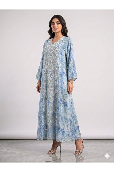 sea gulf Luxury Full Embroidered Crystal Pearls Sequins Worked Jalabiya